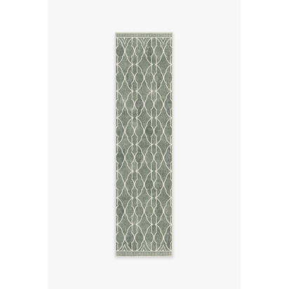 Grogu™ Trellis Sage Green Flatwoven Rug - 75 x 305 cm - Rug + Cushioned Pad System