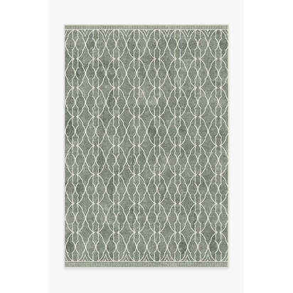 Grogu™ Trellis Sage Green Flatwoven Rug - 185 x 275 cm - Rug + Cushioned Pad System