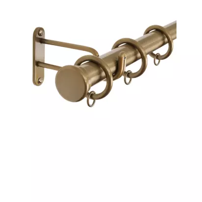 John Lewis Select Classic Curtain Pole with Rings and Stud Finial, Wall Fix, Dia.25mm Brass Toned | [NoValue]