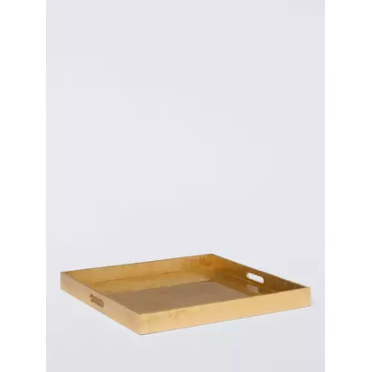 John Lewis Rectangular Lacquer Footstool Tray, FSC-Certified (MDF), 60cm, Gold Gold | H6 x W60 x D50cm