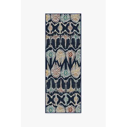 Corellian Ikat Navy Flatwoven Rug - 75 x 215 cm - Rug + Pad System