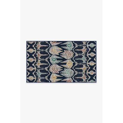Corellian Ikat Navy Flatwoven Rug - 90 x 150 cm - Rug + Cushioned Pad System