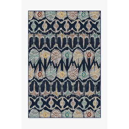 Corellian Ikat Navy Flatwoven Rug - 185 x 275 cm - Rug + Cushioned Pad System