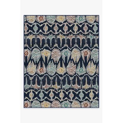 Corellian Ikat Navy Flatwoven Rug - 245 x 305 cm - Rug + Cushioned Pad System