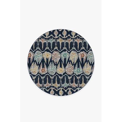 Corellian Ikat Navy Flatwoven Rug - 185 Round cm - Rug + Cushioned Pad System