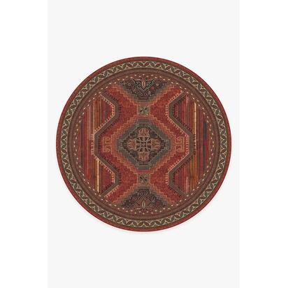 Mandalore Scarlet Red Flatwoven Rug - 245 Round cm - Rug + Pad System