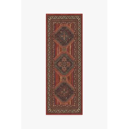 Mandalore Scarlet Red Flatwoven Rug - 75 x 215 cm - Rug + Cushioned Pad System