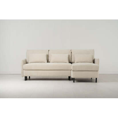 Model 12 Sofa Bed with Storage 3 Seater Right Chaise, Chalk