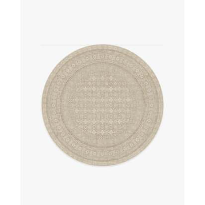 Cyrus Beige Ivory Flatwoven Rug - 185 Round cm - Rug + Pad System