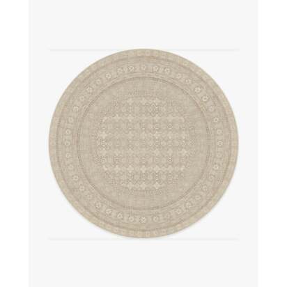 Cyrus Beige Ivory Flatwoven Rug - 245 Round cm - Rug + Pad System