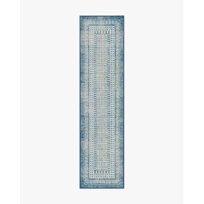 Cyrus Ocean and Ivory Flatwoven Rug - 60 x 90 cm - Rug + Pad System
