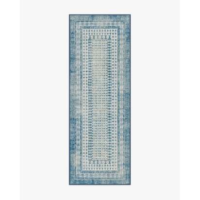 Cyrus Ocean and Ivory Flatwoven Rug - 75 x 215 cm - Rug + Pad System