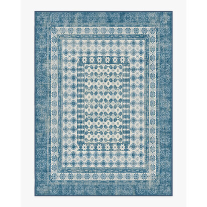Cyrus Ocean and Ivory Flatwoven Rug - 275 x 365 cm - Rug + Pad System