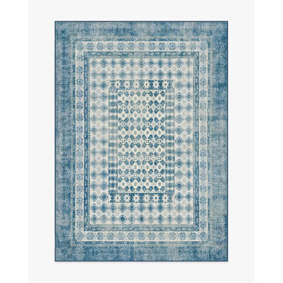 Cyrus Ocean and Ivory Flatwoven Rug - 150 x 215 cm - Rug + Cushioned Pad System
