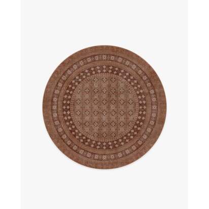 Cyrus Terracotta Flatwoven Rug - 185 Round cm - Rug + Pad System