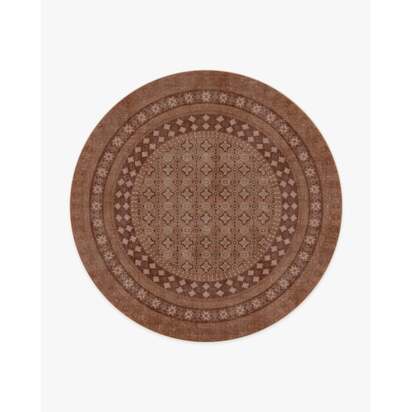 Cyrus Terracotta Flatwoven Rug - 245 Round cm - Rug + Cushioned Pad System