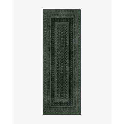 Cyrus Forest Green Flatwoven Rug - 75 x 215 cm - Rug + Cushioned Pad System