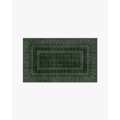 Cyrus Forest Green Flatwoven Rug - 90 x 150 cm - Rug + Cushioned Pad System