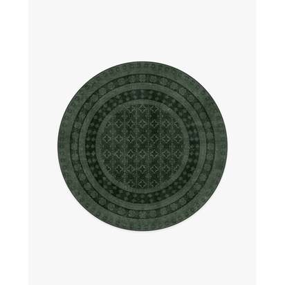 Cyrus Forest Green Flatwoven Rug - 185 Round cm - Rug + Pad System