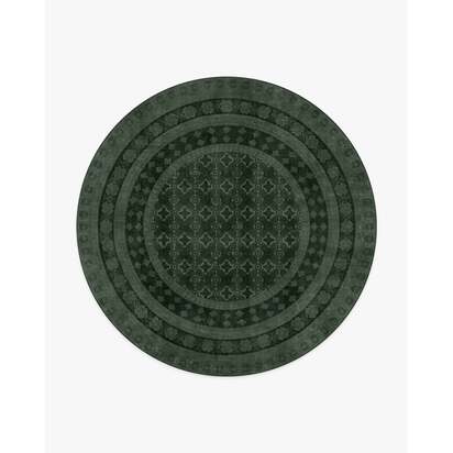 Cyrus Forest Green Flatwoven Rug - 245 Round cm - Rug + Pad System