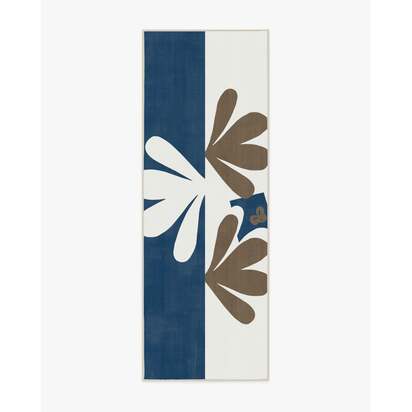 Kolmikko Blue & Tan Flatwoven Rug by Marimekko - 75 x 215 cm - Rug + Pad System