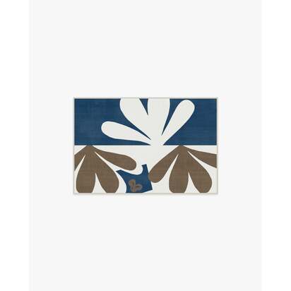 Kolmikko Blue & Tan Flatwoven Rug by Marimekko - 60 x 90 cm - Rug + Cushioned Pad System