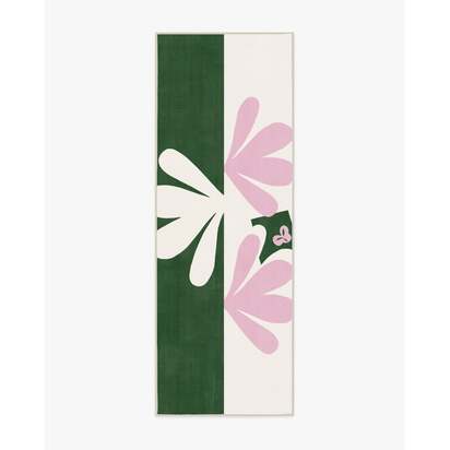 Kolmikko Green & Pink Flatwoven Rug by Marimekko - 75 x 215 cm - Rug + Pad System