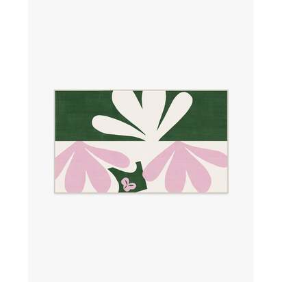 Kolmikko Green & Pink Flatwoven Rug by Marimekko - 75 x 215 cm - Rug + Pad System