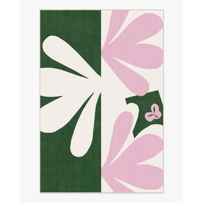 Kolmikko Green & Pink Flatwoven Rug by Marimekko - 185 x 275 cm - Rug + Pad System