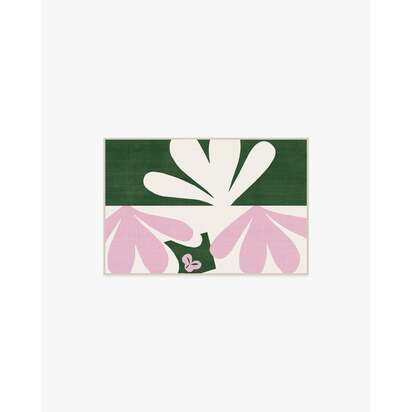 Kolmikko Green & Pink Flatwoven Rug by Marimekko - 60 x 90 cm - Rug + Cushioned Pad System