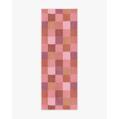 Ostjakki Pink & Orange Flatwoven Rug by Marimekko - 75 x 215 cm - Rug + Cushioned Pad System