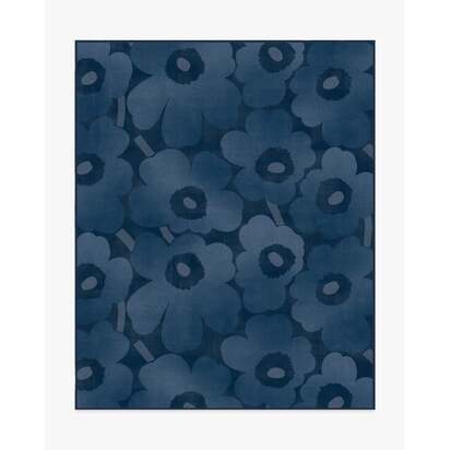 Unikko Blue Flatwoven Rug by Marimekko - 245 x 305 cm - Rug + Cushioned Pad System