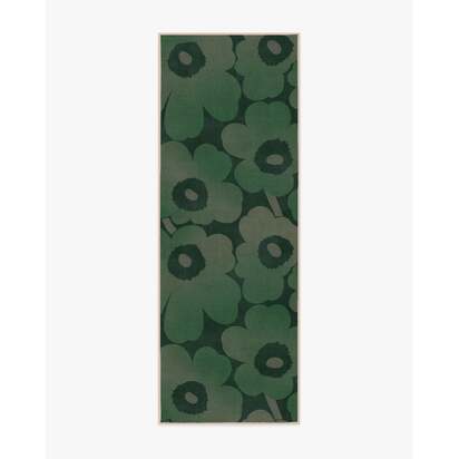 Unikko Green Flatwoven Rug by Marimekko - 75 x 215 cm - Rug + Cushioned Pad System