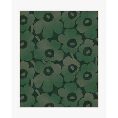 Unikko Green Flatwoven Rug by Marimekko - 245 x 305 cm - Rug + Cushioned Pad System
