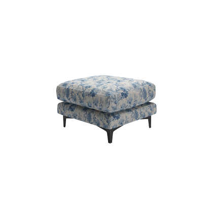 Boston Curved Arm Medium Rectangular Footstool in Porcelain Blue Chinoiserie