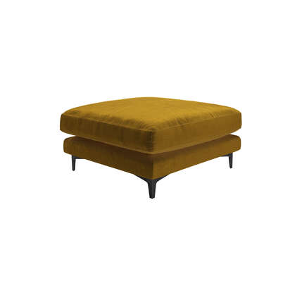 Boston Curved Arm Large Rectangular Footstool in Piccalilli Smart Velvet