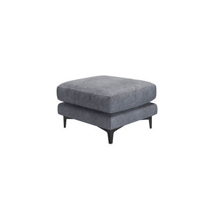 Boston Curved Arm Medium Rectangular Footstool in Whale Song Aquaclean Linen Look