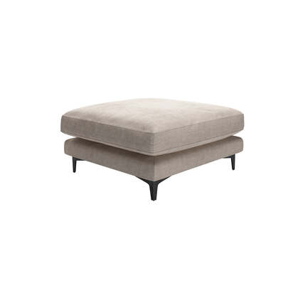 Boston Curved Arm Large Rectangular Footstool in Sea Salt Aquaclean Linen Look