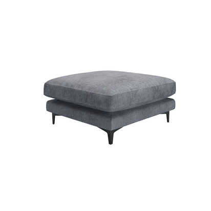 Boston Curved Arm Large Rectangular Footstool in Whale Song Aquaclean Linen Look