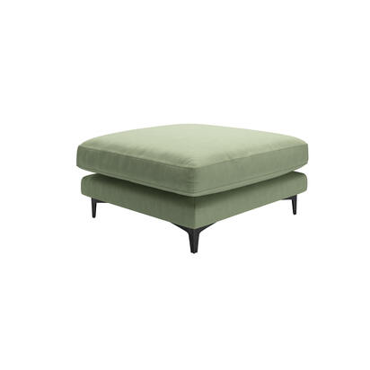 Boston Curved Arm Large Rectangular Footstool in Sprig Linen