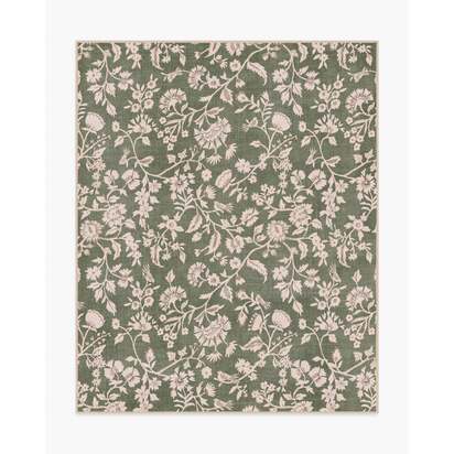 Brenna Olive Green & Cream Flatwoven Rug - 245 x 305 cm - Rug + Pad System