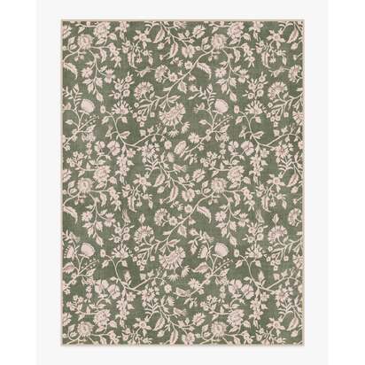 Brenna Olive Green & Cream Flatwoven Rug - 275 x 365 cm - Rug + Pad System