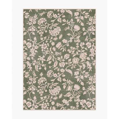 Brenna Olive Green & Cream Flatwoven Rug - 150 x 215 cm - Rug + Cushioned Pad System