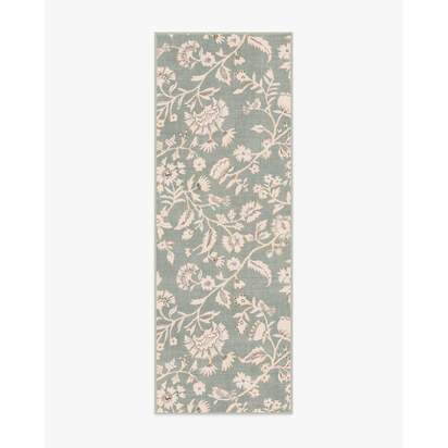 Brenna Sage Green & Cream Flatwoven Rug - 75 x 215 cm - Rug + Pad System