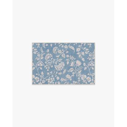 Brenna Slate Blue & Cream Flatwoven Rug - 60 x 90 cm - Rug + Cushioned Pad System
