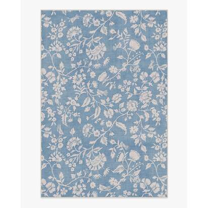 Brenna Slate Blue & Cream Flatwoven Rug - 185 x 275 cm - Rug + Cushioned Pad System