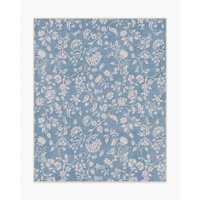 Brenna Slate Blue & Cream Flatwoven Rug - 245 x 305 cm - Rug + Cushioned Pad System