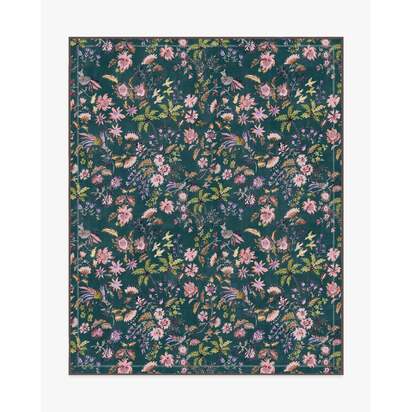Celine Teal Multicolour Flatwoven Rug - 245 x 305 cm - Rug + Pad System