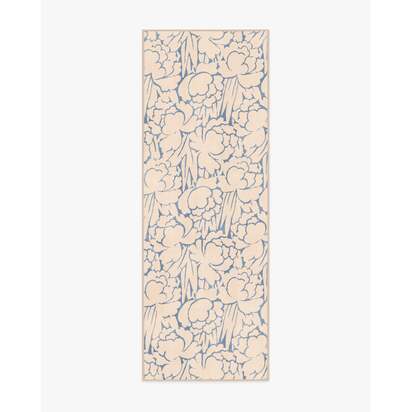 Corrine Cream & Slate Blue Flatwoven Rug - 75 x 215 cm - Rug + Pad System