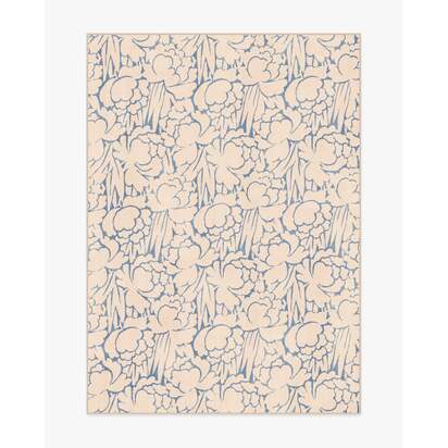 Corrine Cream & Slate Blue Flatwoven Rug - 150 x 215 cm - Rug + Cushioned Pad System
